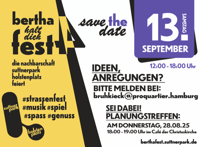 Save the date! Samstag, 13.September 2025, 12:00-18:00 Uhr: 