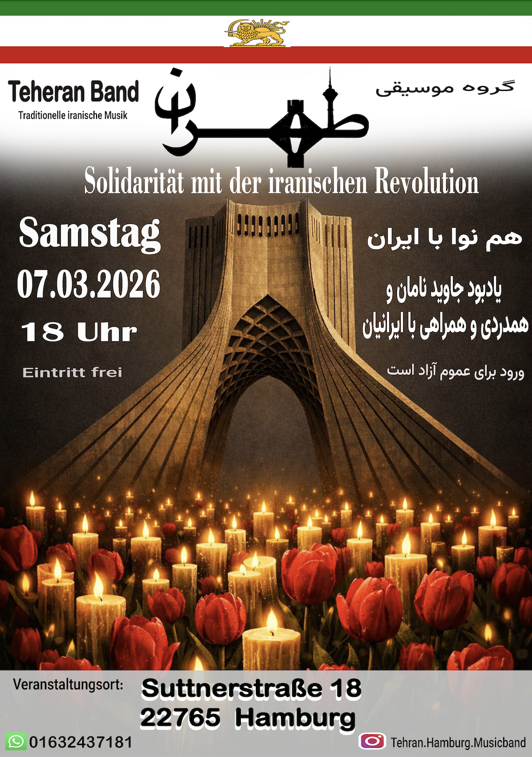 Neu! Samstag, 7.März, 18:00 Uhr! Terminverschiebung! Konzert der Teheran Band